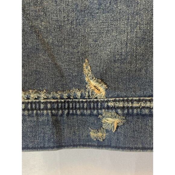 Free People Distressed Denim Body Sweater Sleeves Removable Hood Jacket Small - Picture 9 of 12